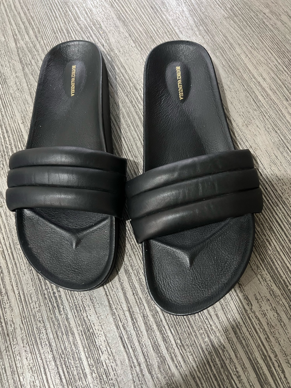 Beatrice Valenzuela Black Slide Sandals - Minimal Padded Strap
